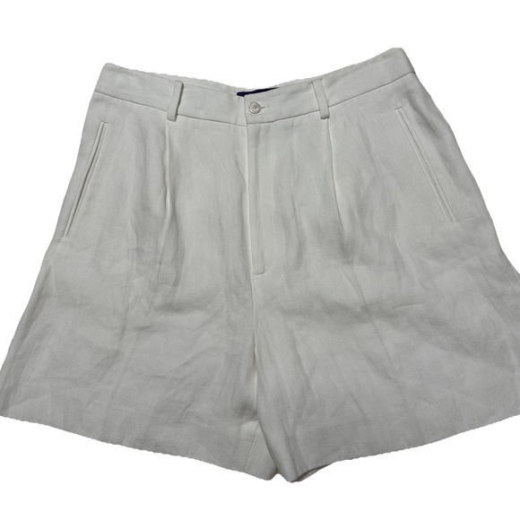Ralph Lauren Purple Label Women's Size 8 Italy Tracy Pleated Linen Short $790